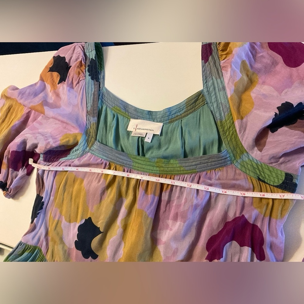 Anthropologie Floral Maxi Dress in Green, Pink, Mustard, Purple - Picture 5 of 7